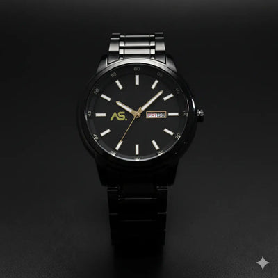 Ashoka "Stealth Executive" – All - Black Minimalist Day - Date Watch - Ashoka Watch Company