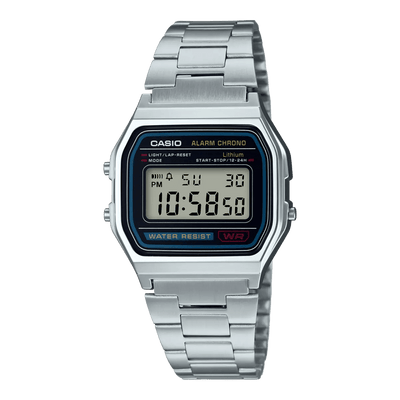 Casio Vintage A - 158WA - 1Q Digital Grey Dial Unisex Watch Silver Metal Strap (D011) - Ashoka Watch Company