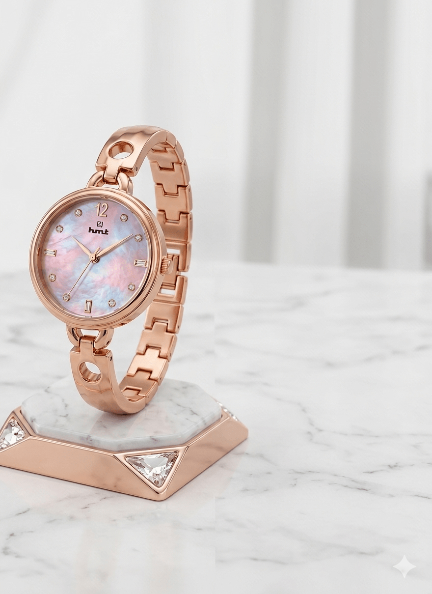 HMT Rose Gold Women’s Watch with Mother - of - Pearl Dial - Ashoka Watch Company
