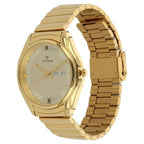 Titan Quartz Analog with Day and Date Champagne Dial Golden Stainless Steel Strap Watch For Men - Ashoka Watch Company